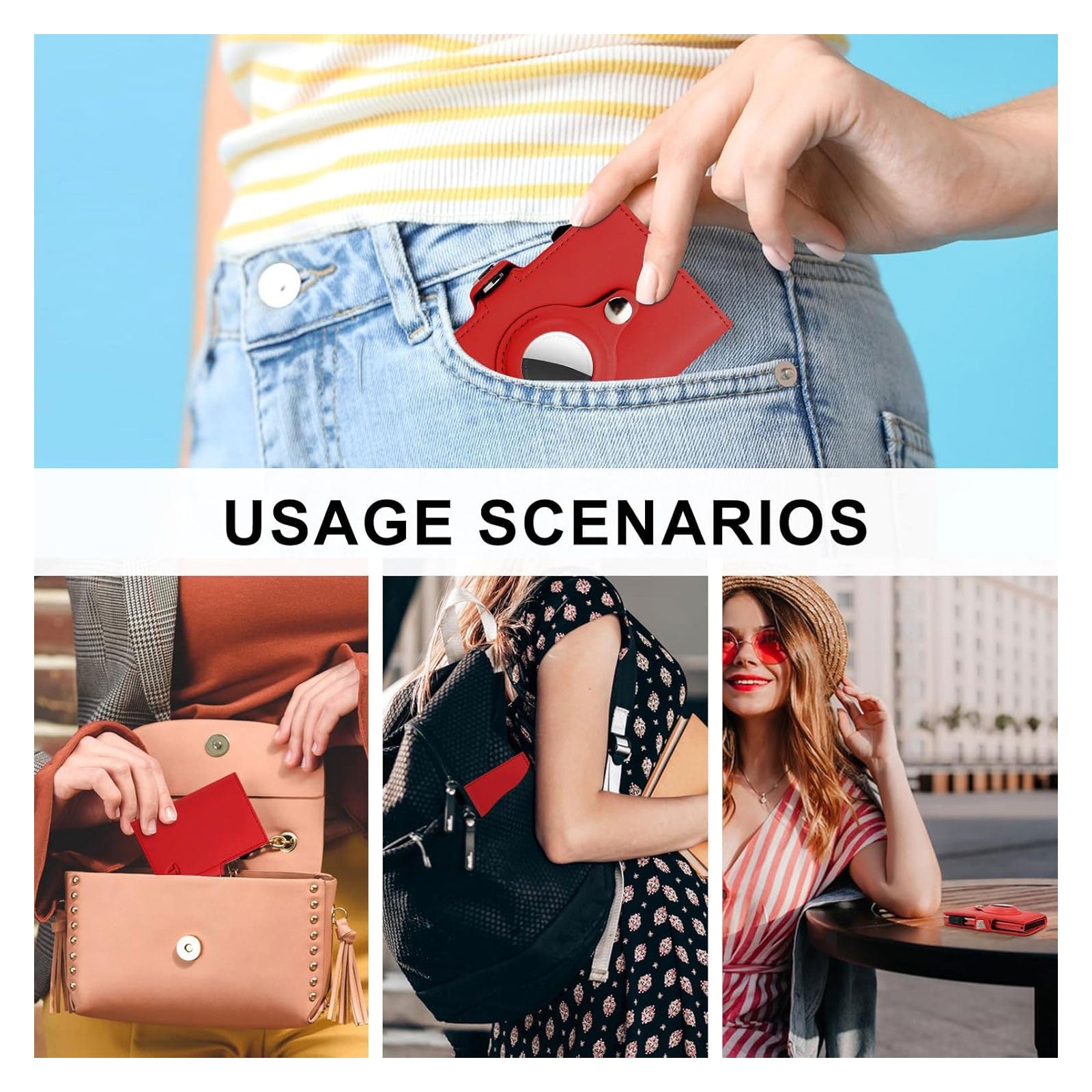 Women Wallet for Airtag, Small Pretty Wallet with Mirror for Women,Pop Up Wallet Compatible with Airtag, Tri-fold Genuine Leather Wallet Women with Mirror-1