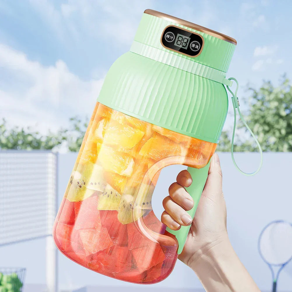 Electric Fruit Juicer Cup 1200ml Wireless Smoothie Blender Green