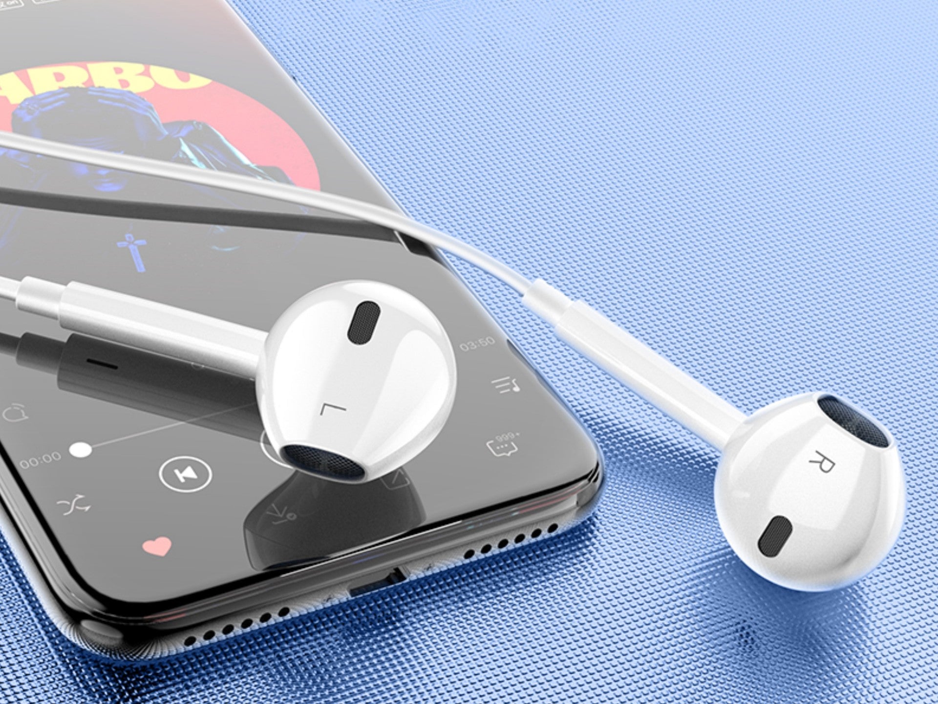 Techancy Fones De Ouvido TD8034 ，Estéreo Para Iphone 8/X/11-14, Branco, Com Microfone, Graves Potentes E Controle De Volume