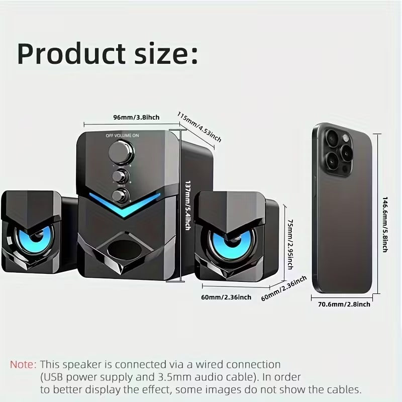 2.1 Stereo Desktop Speaker with LED Lighting