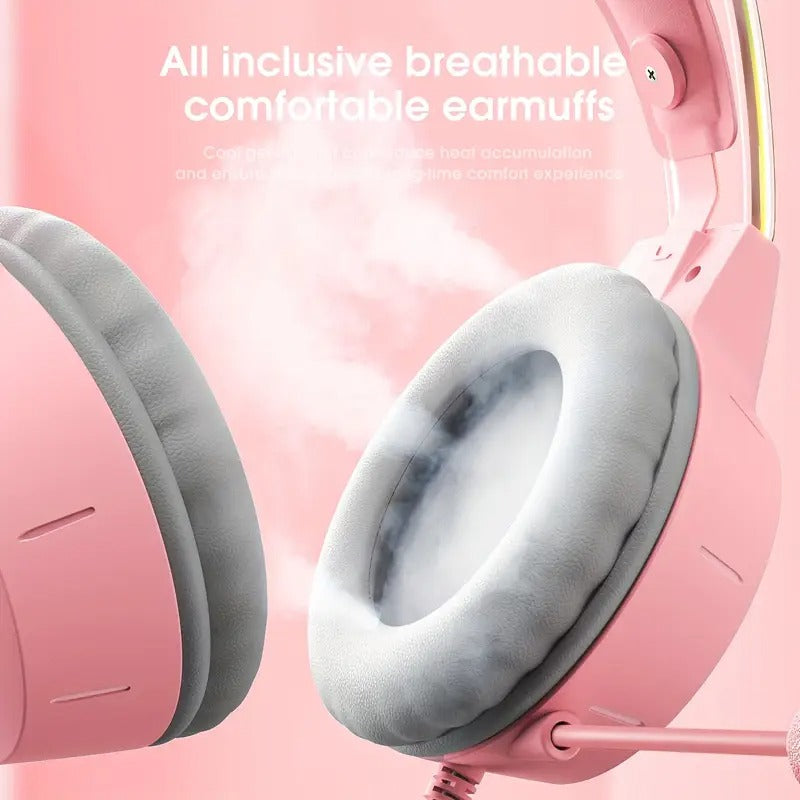 RGB Cat Ear Wired Gaming Headset with Mic