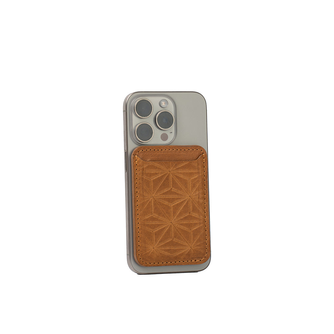 Leather Wallet compatible with MagSafe - Geometric Flower